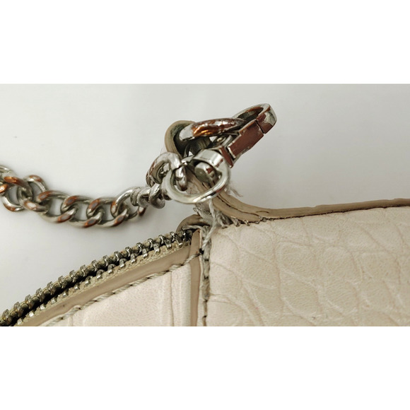 Zara Crossbody Mini Purse Ivory Faux Pebbled Leather Convertible Handbag - Picture 13 of 14